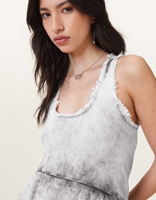 Allsaints cavarly mini dress in denim grey - Image 4