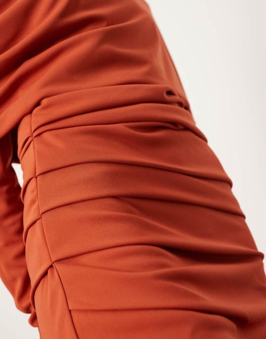 ASOS EDITION jersey long sleeve slouchy mini dress with layering detail in rust - Image 3