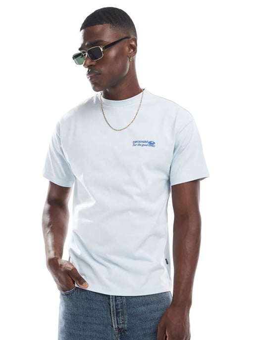 Dr Denim Trooper relaxed fit t-shirt in washed light blue daisy print - Image 4