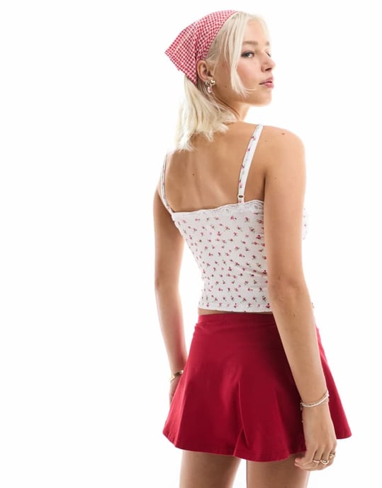 Motel nidya a-line jersey mini skirt in red - Image 4