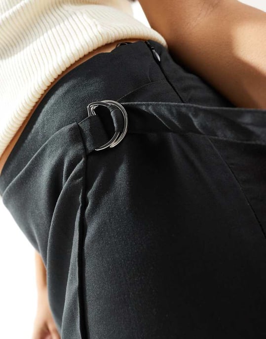 Pieces wrap front mini skirt in black - Image 2