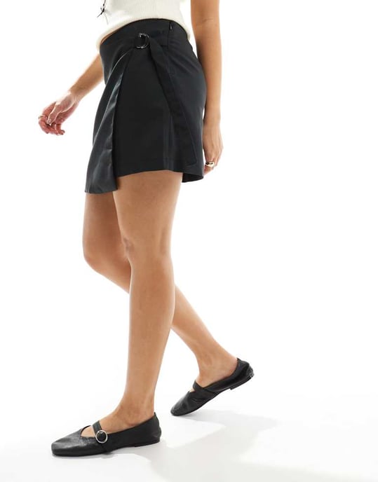 Pieces wrap front mini skirt in black - Image 4