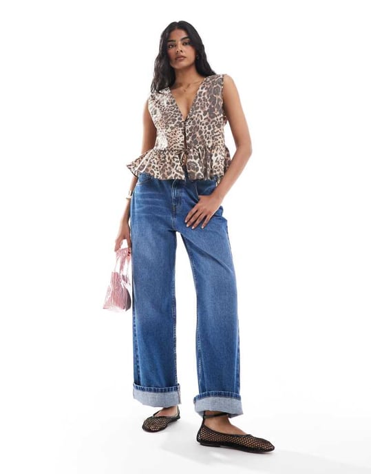 ASOS DESIGN sleeveless tie front top in animal print - Image 2