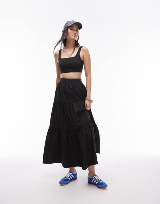Topshop co-ord taffeta square neck crop top in black - Image 2