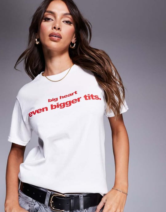 In The Style 'big heart' slogan baby tee in white - Image 1