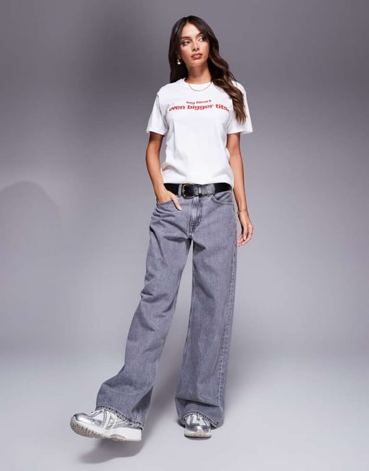 In The Style 'big heart' slogan baby tee in white - Image 2
