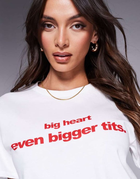 In The Style 'big heart' slogan baby tee in white - Image 4