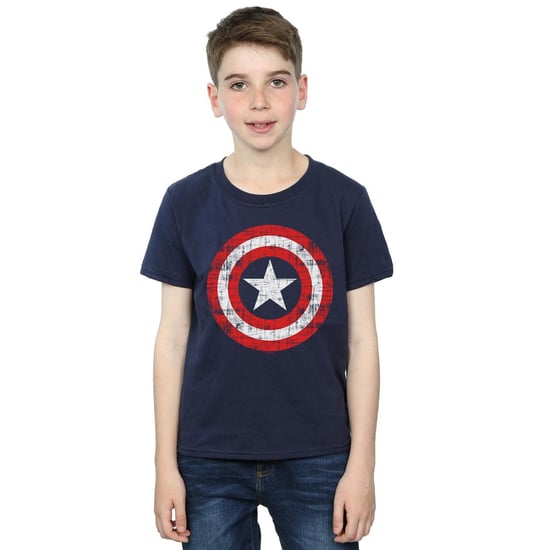 Marvel Jongens Avengers Captain America Gekrast Schild T-Shirt (Marineblauw) - Image 1
