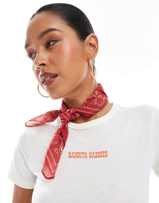 Vero Moda 'Bandita Baddies' graphic baby tee in white - Image 3