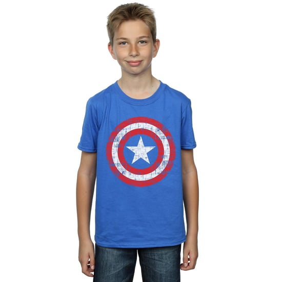 Marvel Jongens Avengers Captain America Gekrast Schild T-Shirt (Koningsblauw) - Image 1