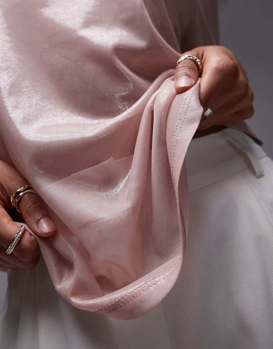Topshop sheer metallic tee in pink - Image 2