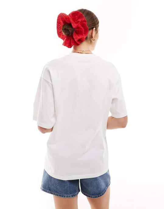 JJXX t-shirt with pasta chest print in white - Image 3