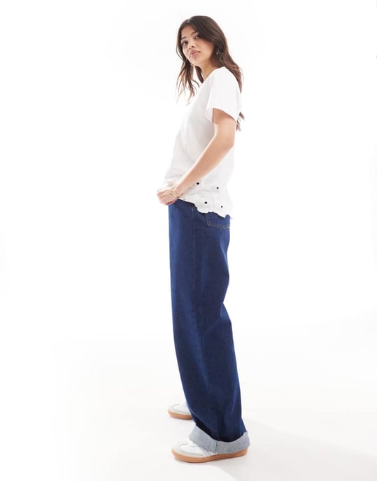 ASOS DESIGN embroidered hem t-shirt in white - Image 3