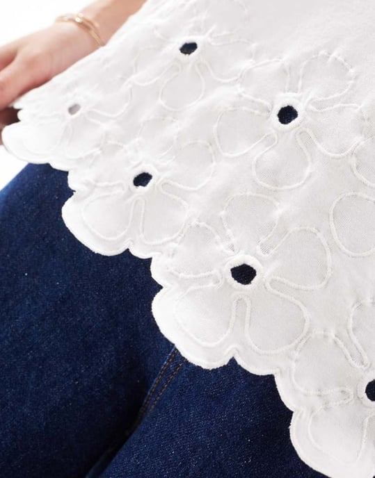 ASOS DESIGN embroidered hem t-shirt in white - Image 4
