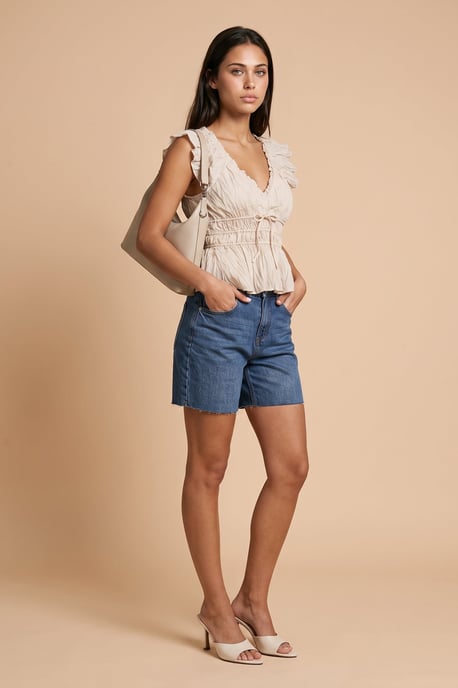Raw Hem Mom Shorts - Image 1