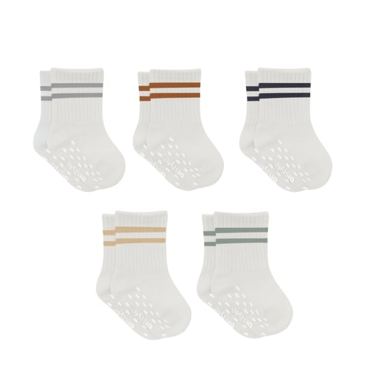 Bistyle Baby Grip Enkelsokken 5 Paar | Antislipsokken voor pasgeborenen, baby's en peuters | Biologisch katoen | Enkelsokken voor kinderen, jongens en meisjes - Image 1