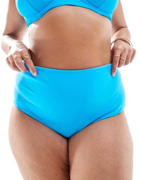 ASOS DESIGN Curve mix and match high waist bikini bottom in bright blue - Image 2