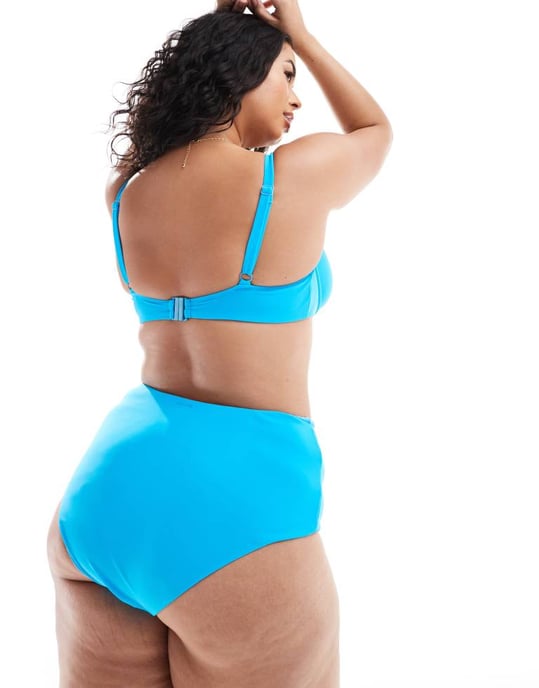 ASOS DESIGN Curve mix and match high waist bikini bottom in bright blue - Image 4