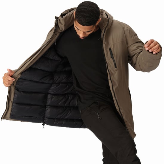 Regatta Mens Yewbank II Hooded Waterproof Outdoor Winter Park Jacket - Crocodile - Image 3