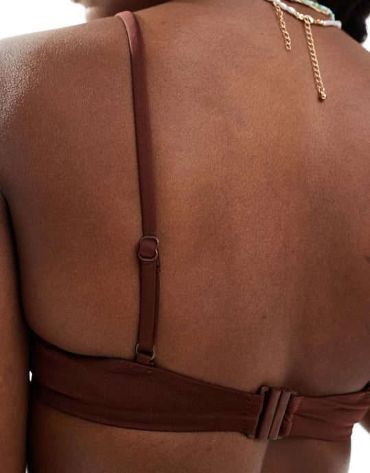 ASOS DESIGN Maya mix & match underwired bandeau bikini top in chocolate brown - Image 3