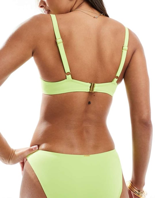 Boux Avenue Jamaica plunge bikini top in lime - Image 4
