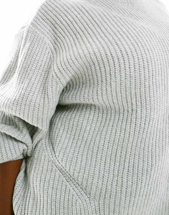 ASOS DESIGN Curve chunky crew neck rib jumper in light grey - Image 2