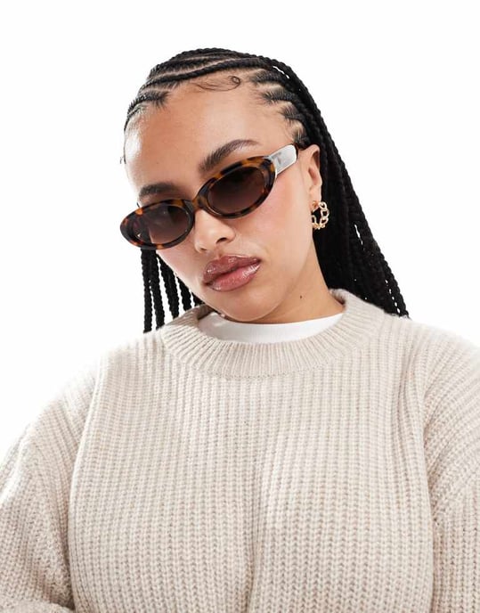 ASOS DESIGN Curve chunky crew neck rib jumper in oatmeal - Image 4