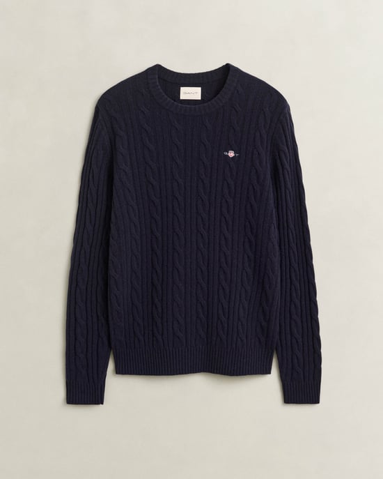 Regular Fit Long Sleeve Logo Detail Jumper in Navy - Image 1