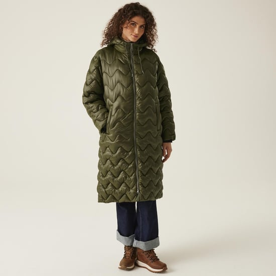 Regatta Womens Cambrie II Long Line Long Length Hooded Quilted Padded Jacket - Image 1