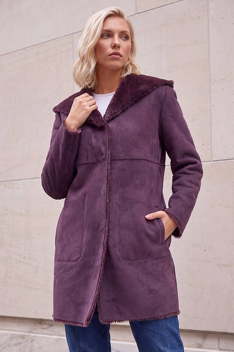 Petite Faux Sheepskin Hooded Coat - Image 3