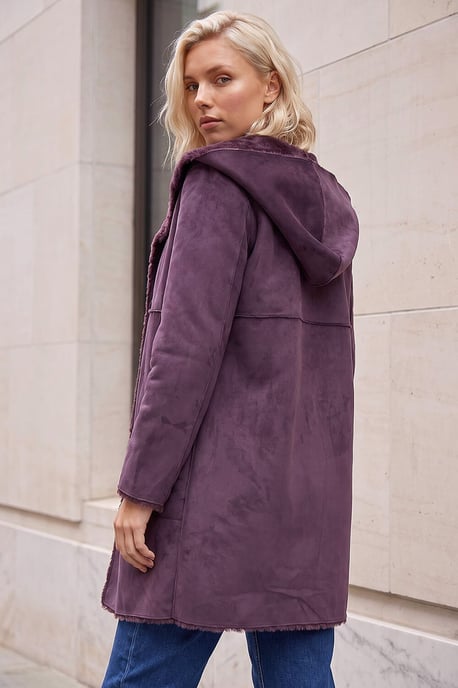 Petite Faux Sheepskin Hooded Coat - Image 4