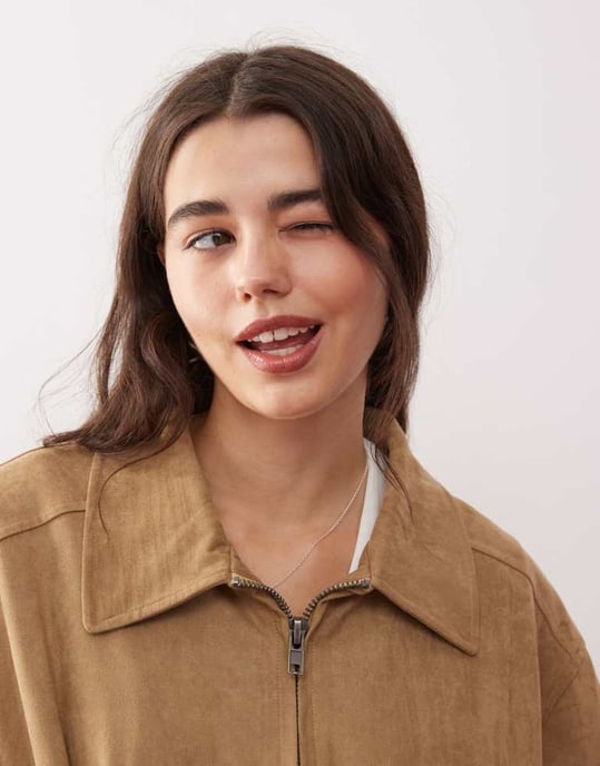 Motel cavita faux suede longline bomber jacket in tan - Image 4