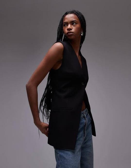 Topshop sleeveless backless blazer in black - Image 1