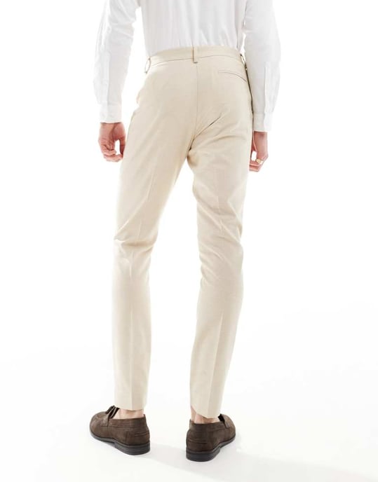 ASOS DESIGN wedding skinny suit trousers in stone - Image 2