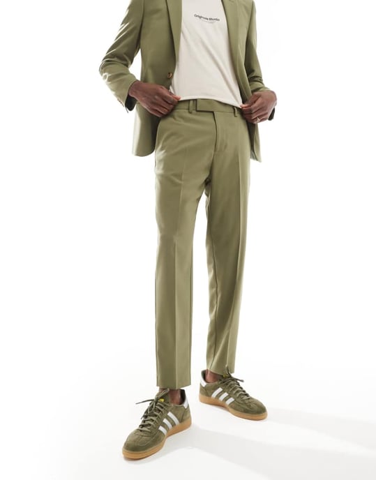 ASOS DESIGN tapered suit trousers in dark green - Image 2