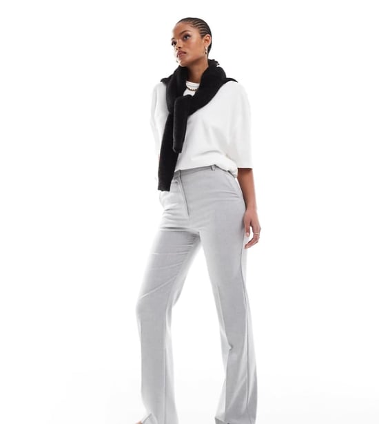 ASOS DESIGN Tall tailored slim straight trousers in light grey - Image 1
