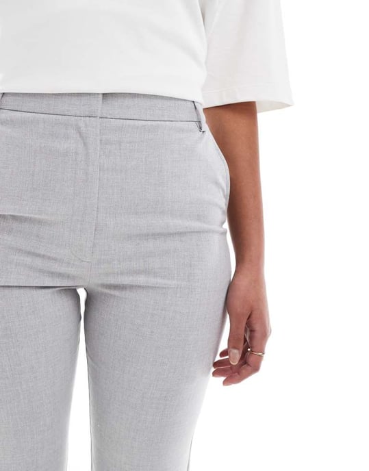 ASOS DESIGN Tall tailored slim straight trousers in light grey - Image 4