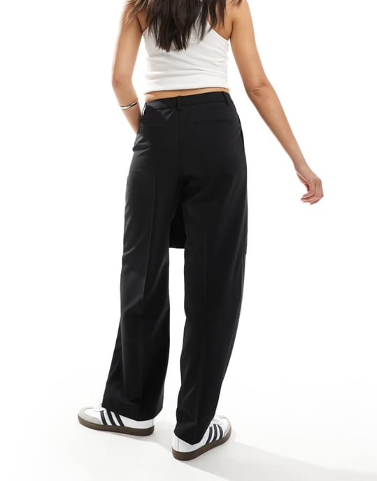 ASOS DESIGN tailored skirt over trousers in black - Image 2