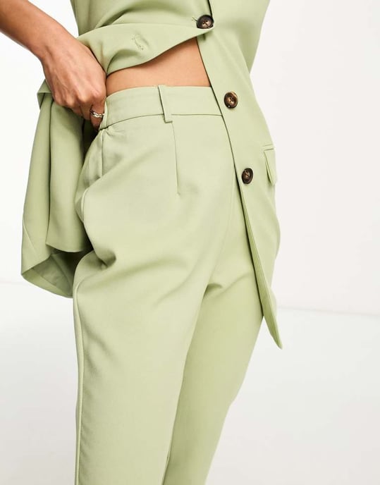 In The Style tailored flared trousers co-ord in sage - Image 2