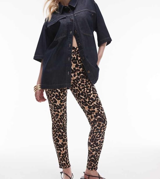 Topshop Petite leopard print legging in brown - Image 1