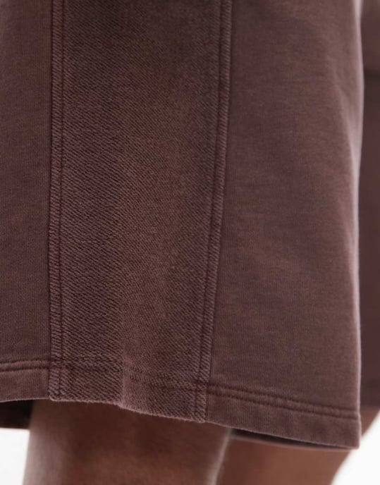 Topman long short with textured panel in washed brown - Image 3