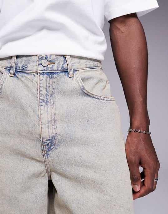ASOS DESIGN long length denim jort in bleach wash - Image 3