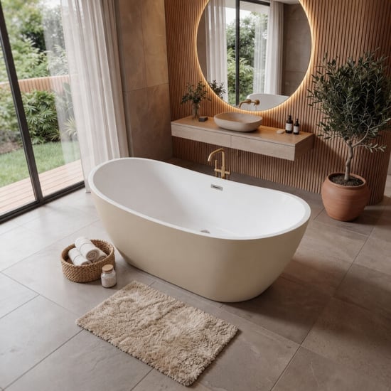 Badplaats Ligbad alegre 170 x 78 x 68 cm – vrijstaand bad – beige - Image 2