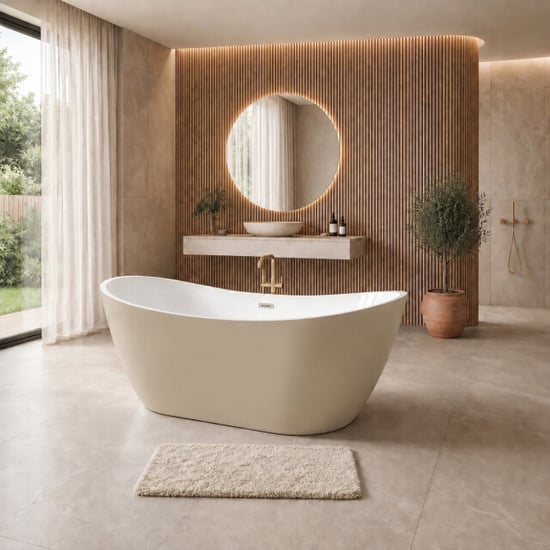 Badplaats Ligbad alegre 170 x 78 x 68 cm – vrijstaand bad – beige - Image 3