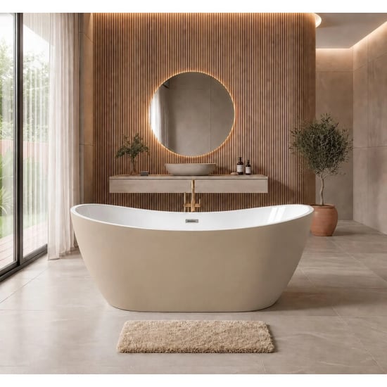 Badplaats Ligbad alegre 170 x 78 x 68 cm – vrijstaand bad – beige - Image 5