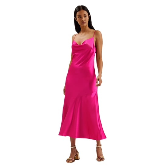 Ted Baker Tunca Satijnen Avondjurk Met Colkraag In Roze, Midi-lengte - Image 2