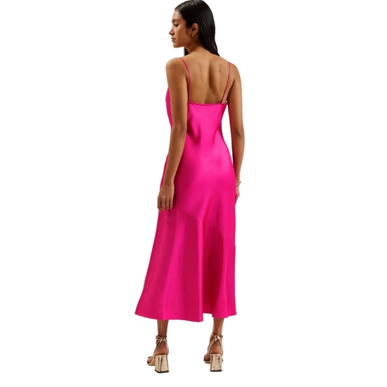 Ted Baker Tunca Satijnen Avondjurk Met Colkraag In Roze, Midi-lengte - Image 3