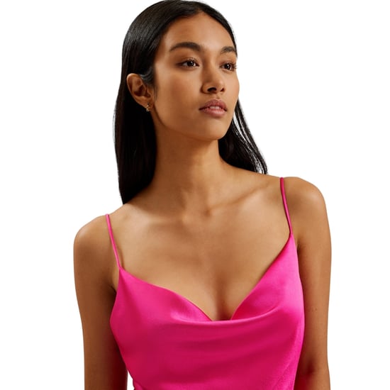 Ted Baker Tunca Satijnen Avondjurk Met Colkraag In Roze, Midi-lengte - Image 4