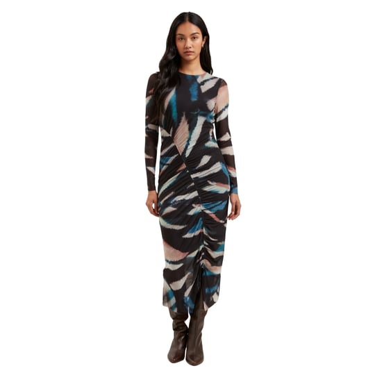Ted Baker Ellylou Bodycon Jurk Met Print En Mesh En Plooien, Zwart - Image 2