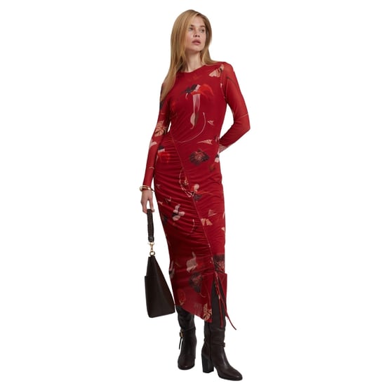 Ted Baker Jazzy Bodycon Mesh Gathered Red Midi Dress - Image 2
